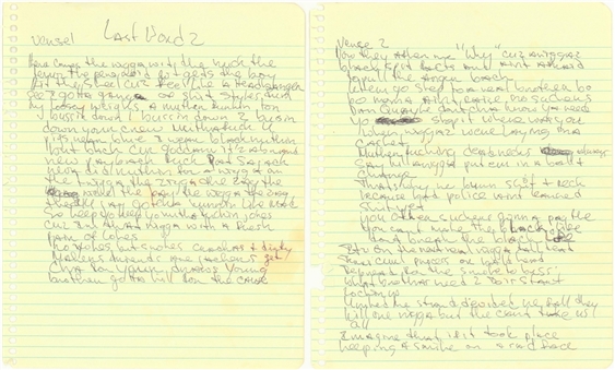 Tupac Shakur "Last Word 2" Hand Written Song Lyrics (JSA)